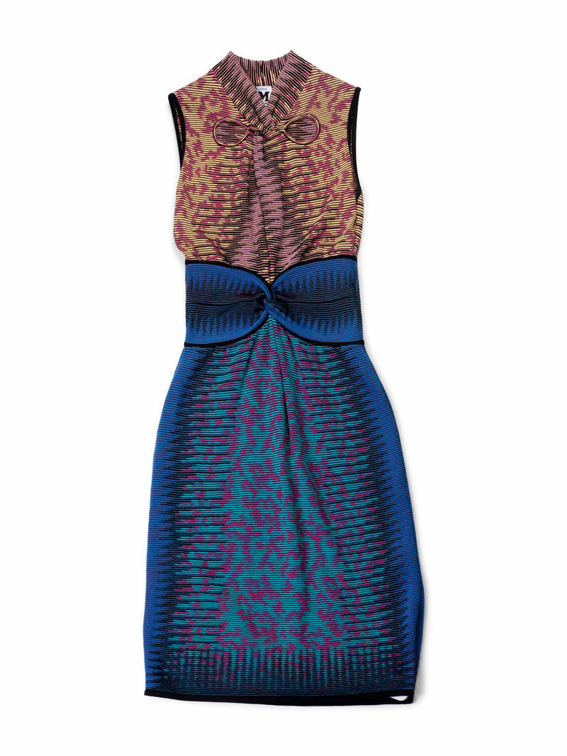 Missoni Knit Halter Midi Fitted Dress Multicolor-designer resale