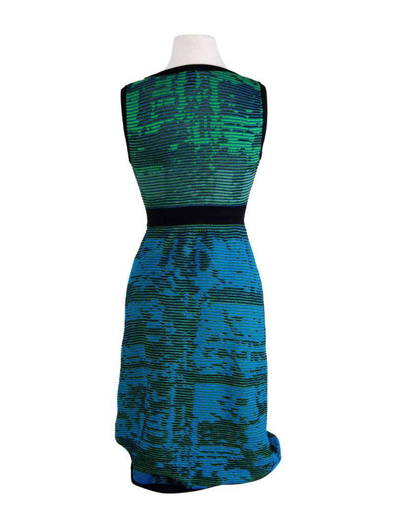 Missoni Knit Midi Fitted Dress Blue Multicolor-designer resale