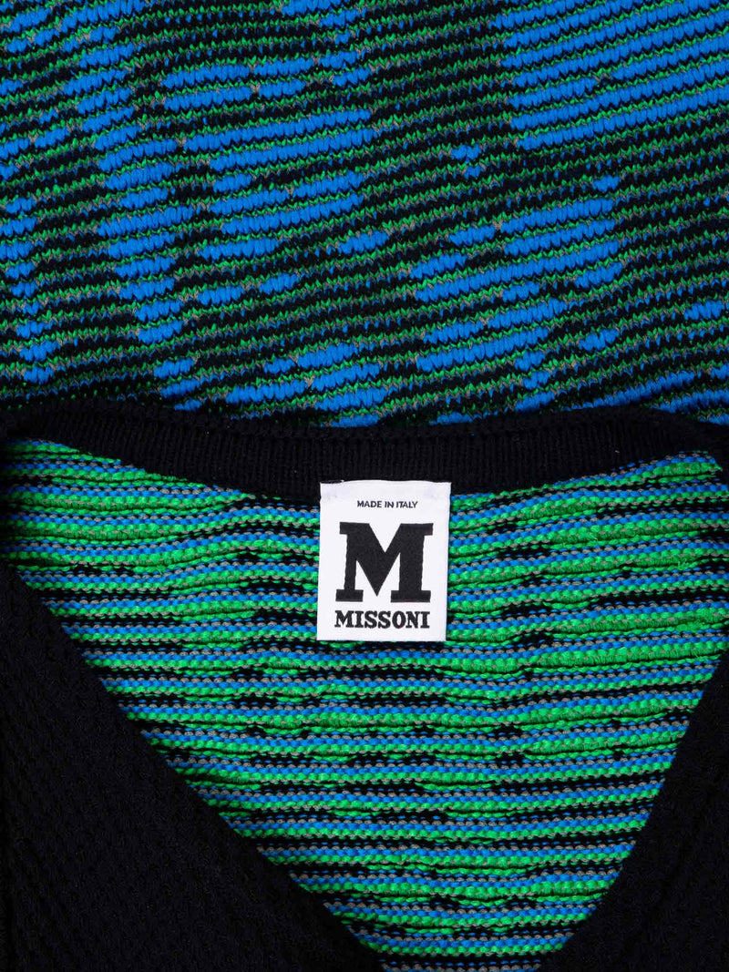Missoni Knit Midi Fitted Dress Blue Multicolor-designer resale