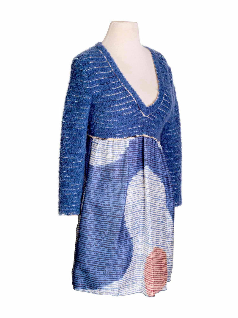 Missoni Silk Cashmere Mini Dress Blue-designer resale