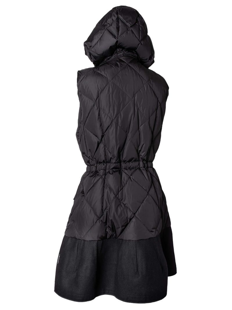 Moncler Quilted Down A-Line Long Vest Black-designer resale