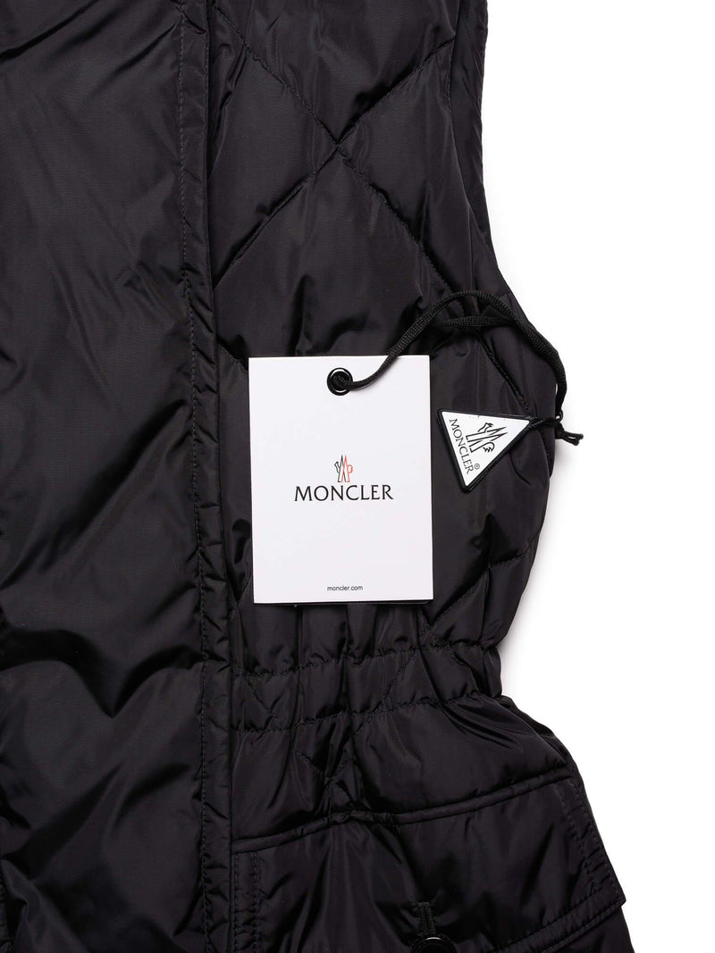 Moncler Quilted Down A-Line Long Vest Black-designer resale