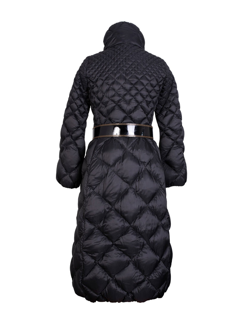 Moncler Quilted Down A-Line Maxi Puffer Coat Black-designer resale