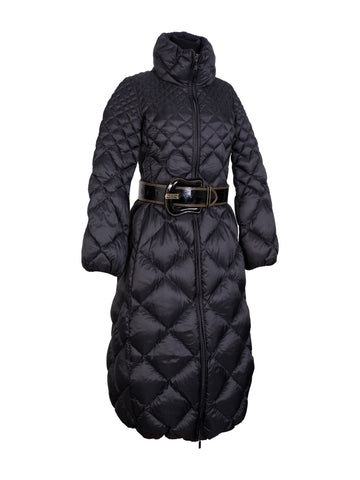 Moncler Quilted Down A-Line Maxi Puffer Coat Black-designer resale
