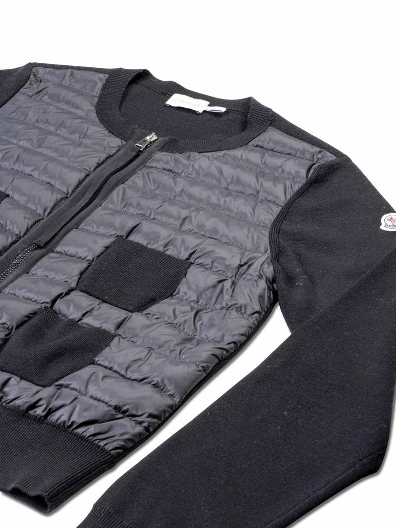Moncler Quilted Down Wool Jacket Black-designer resale