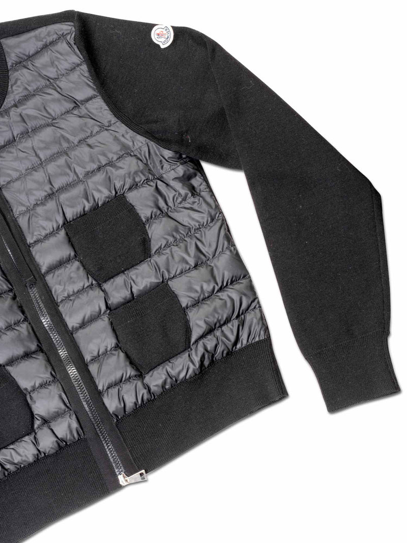 Moncler Quilted Down Wool Jacket Black-designer resale