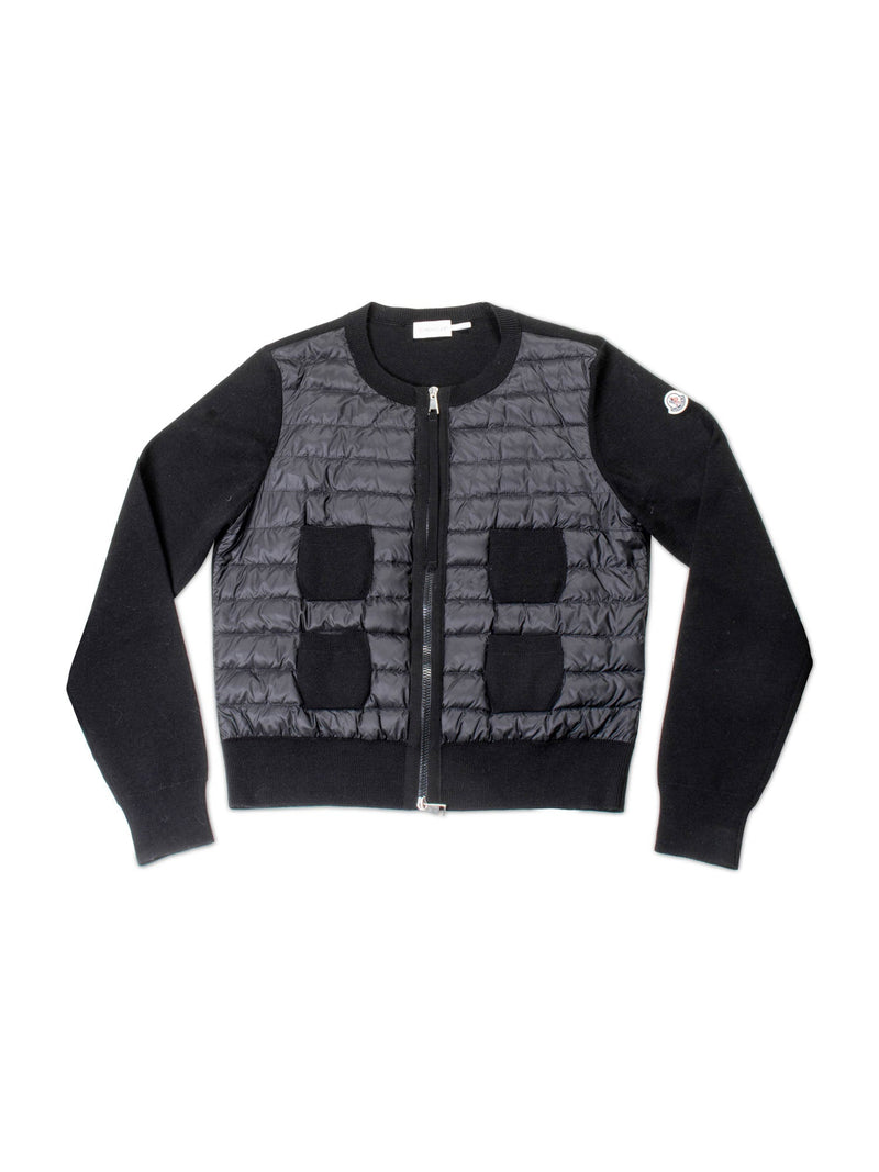 Moncler Quilted Down Wool Jacket Black-designer resale