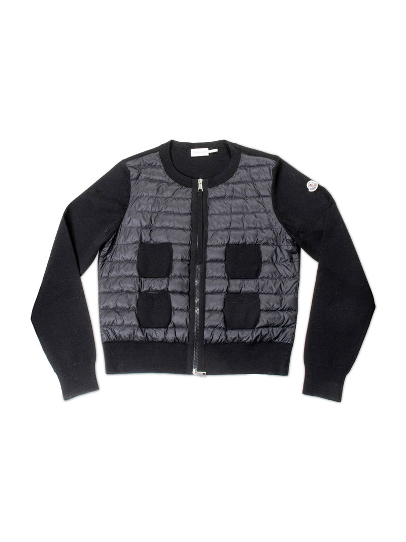 Moncler Quilted Down Wool Jacket Black-designer resale