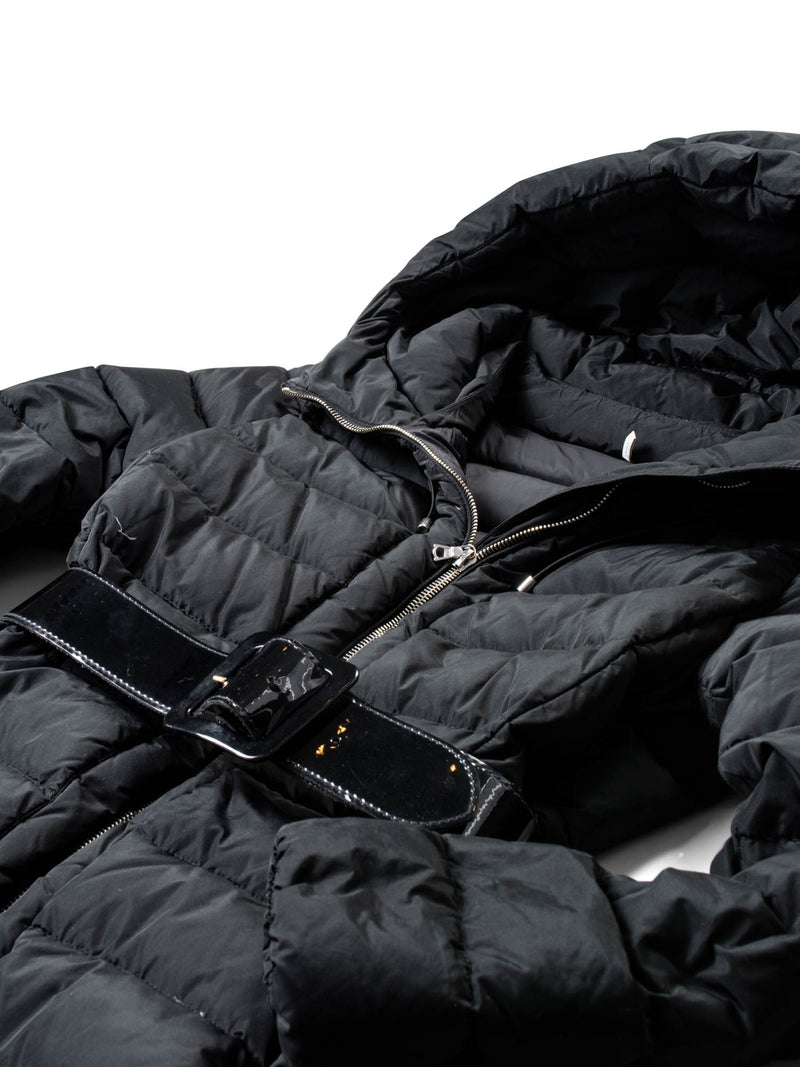 Moncler Quilted Fitted Hooded Down Puffer Coat Black-designer resale