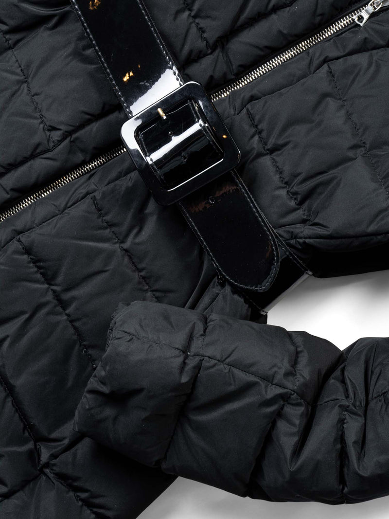 Moncler Quilted Fitted Hooded Down Puffer Coat Black-designer resale
