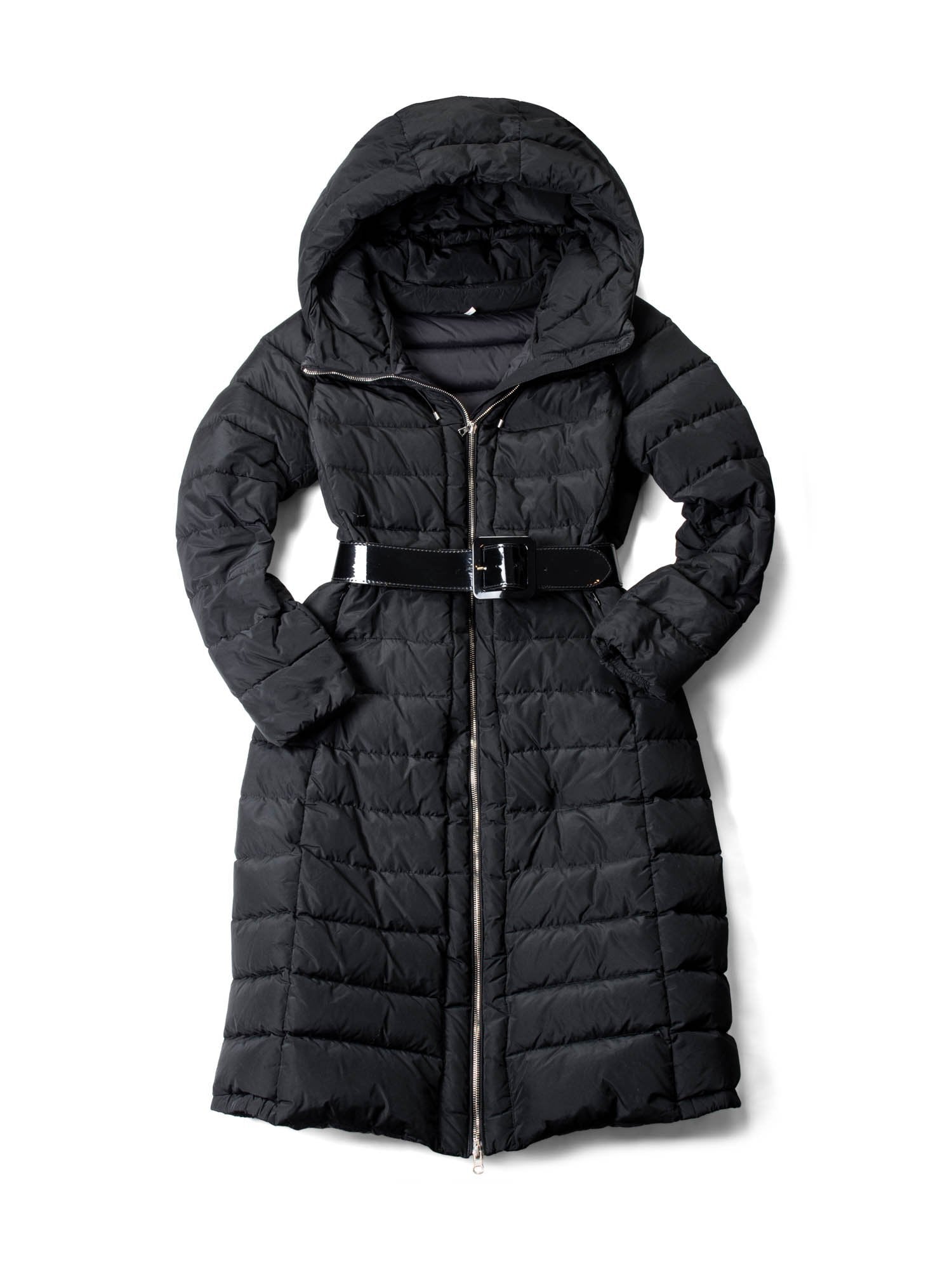 Moncler Quilted Fitted Hooded Down Puffer Coat Black-designer resale