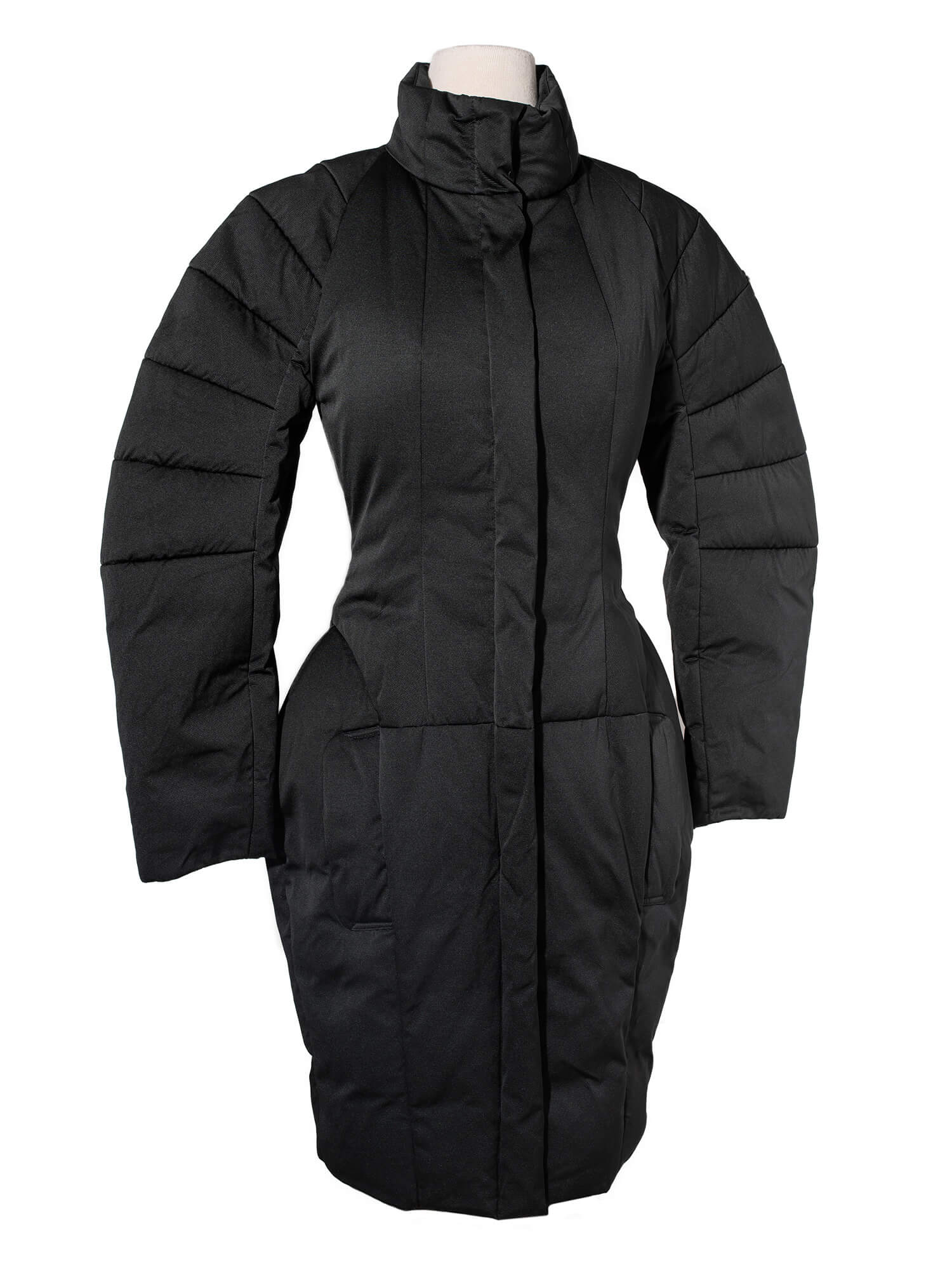 Moncler Runway Fitted Down Puffer Coat Black-designer resale