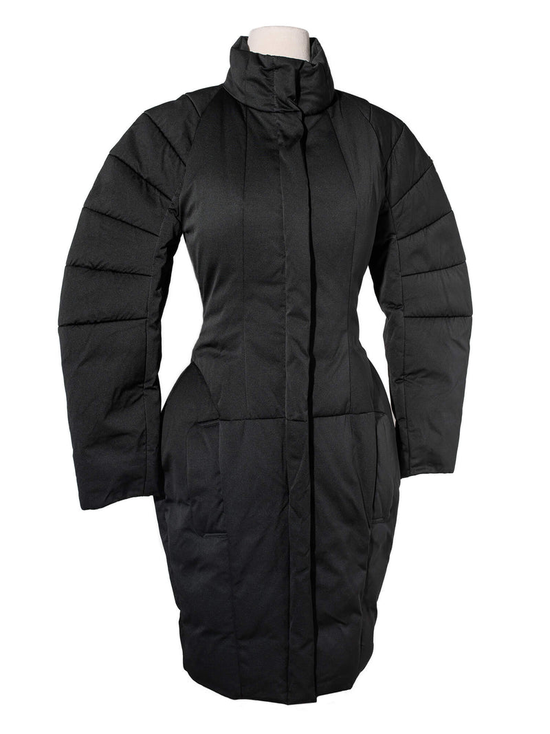 Moncler Runway Fitted Down Puffer Coat Black-designer resale