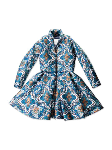 Moncler Runway Quilted A-Line Puffer Coat Blue-designer resale