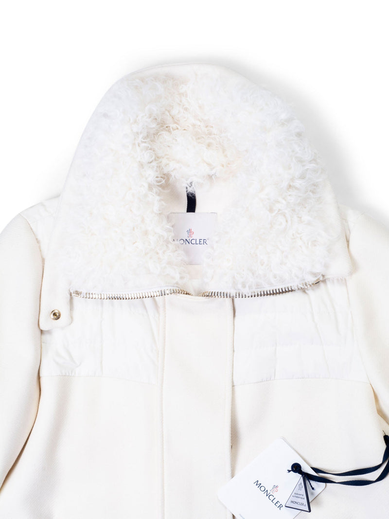 Moncler Wool Down Curly Lamb Fur Puffer Coat White-designer resale
