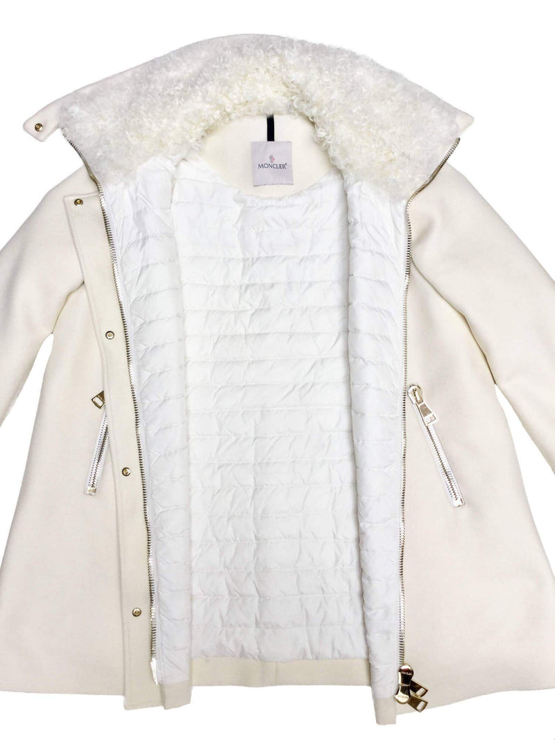 Moncler Wool Down Curly Lamb Fur Puffer Coat White-designer resale