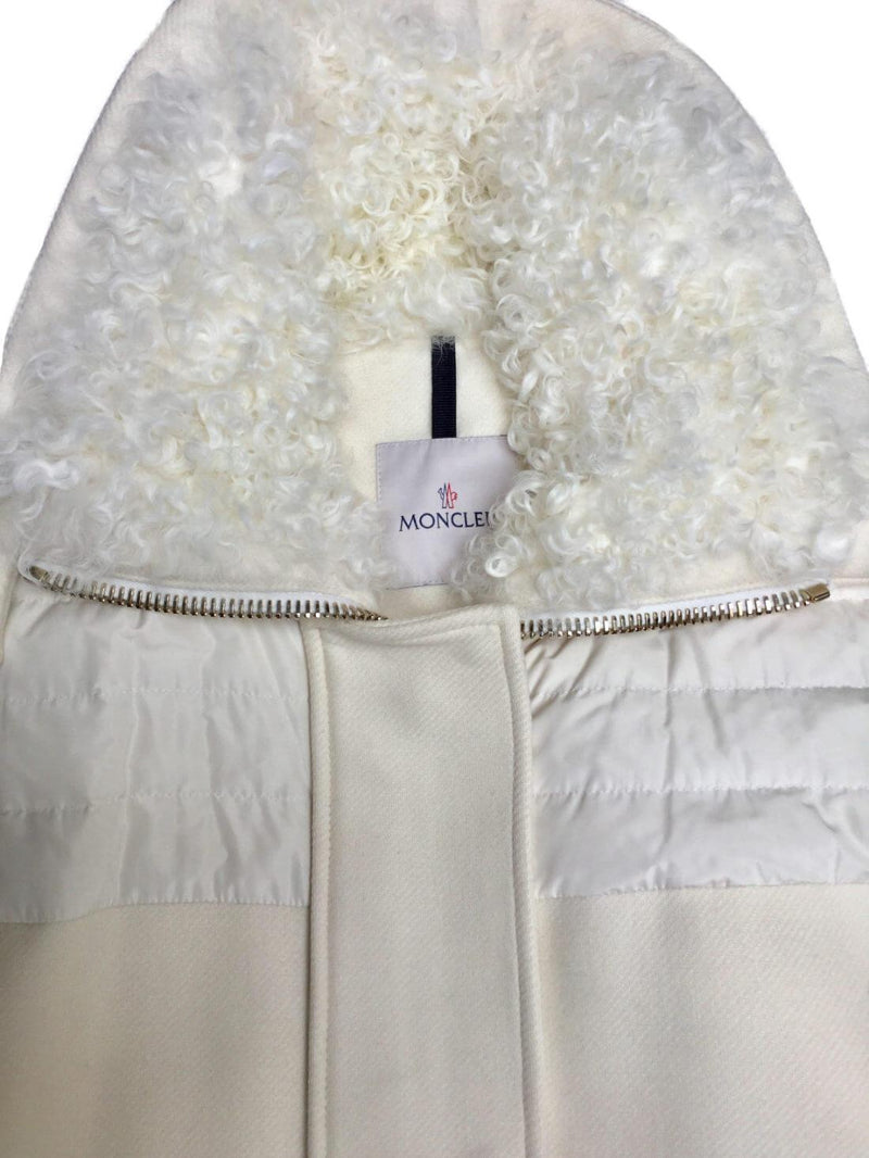 Moncler Wool Down Curly Lamb Fur Puffer Coat White-designer resale