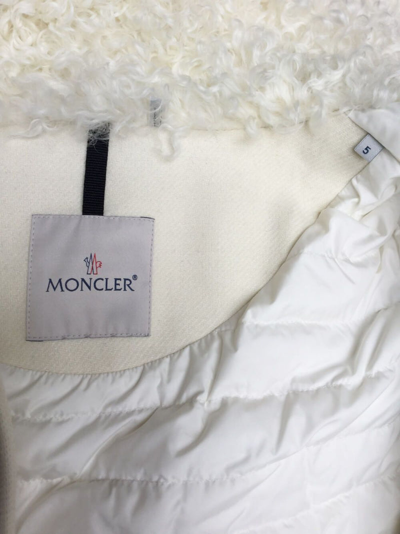 Moncler Wool Down Curly Lamb Fur Puffer Coat White-designer resale
