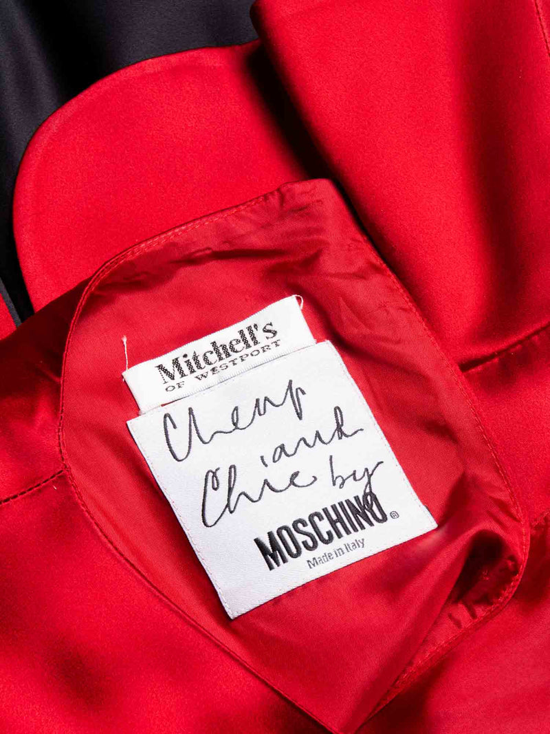 Moschino A Line Rose Applique Fitted Dress Red Black-designer resale