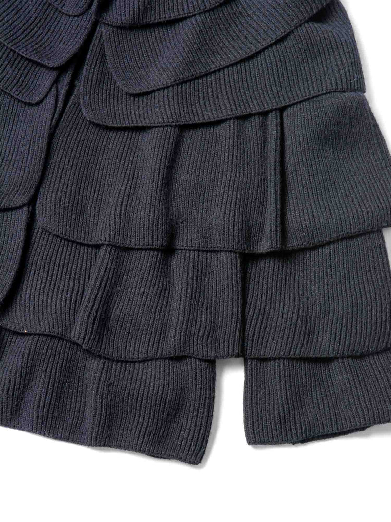 Moschino Vintage Knit Ruffled Bolero Sweater Black-designer resale