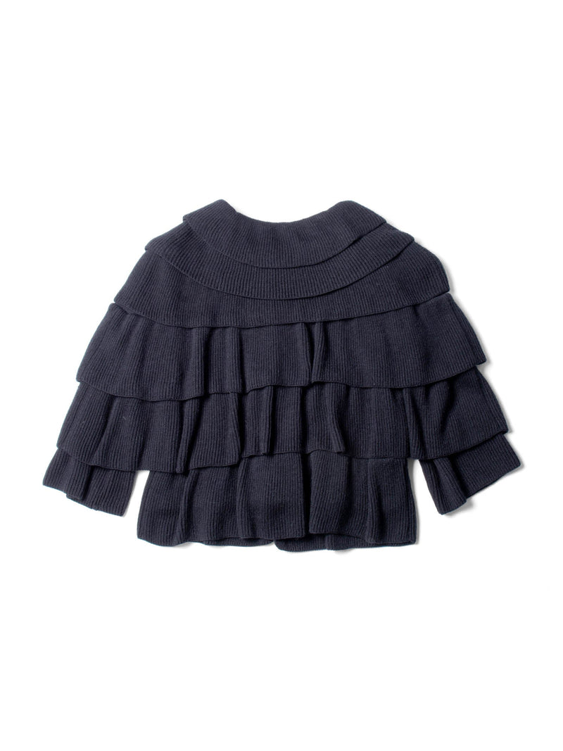 Moschino Vintage Knit Ruffled Bolero Sweater Black-designer resale