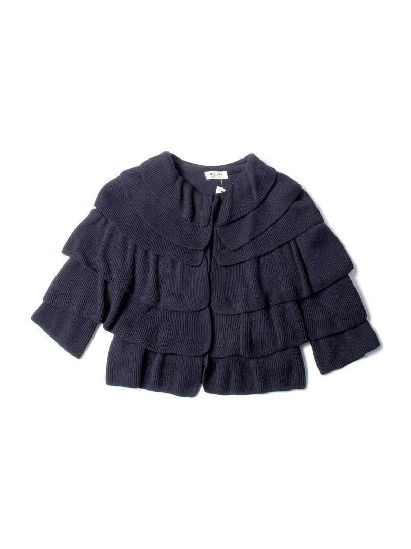 Moschino Vintage Knit Ruffled Bolero Sweater Black