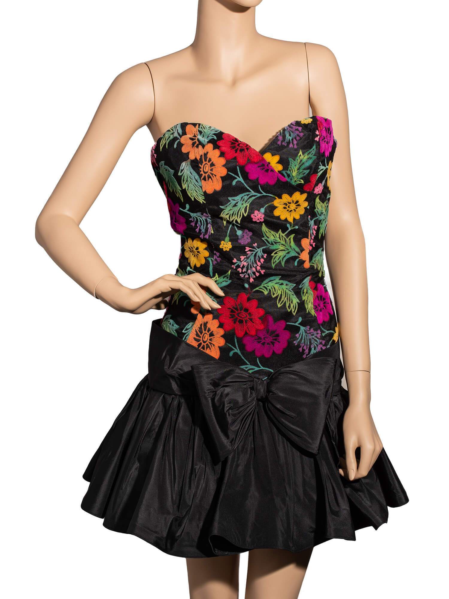 Murray Arbeid Strapless Mini Floral Cocktail Dress Multicolor-designer resale