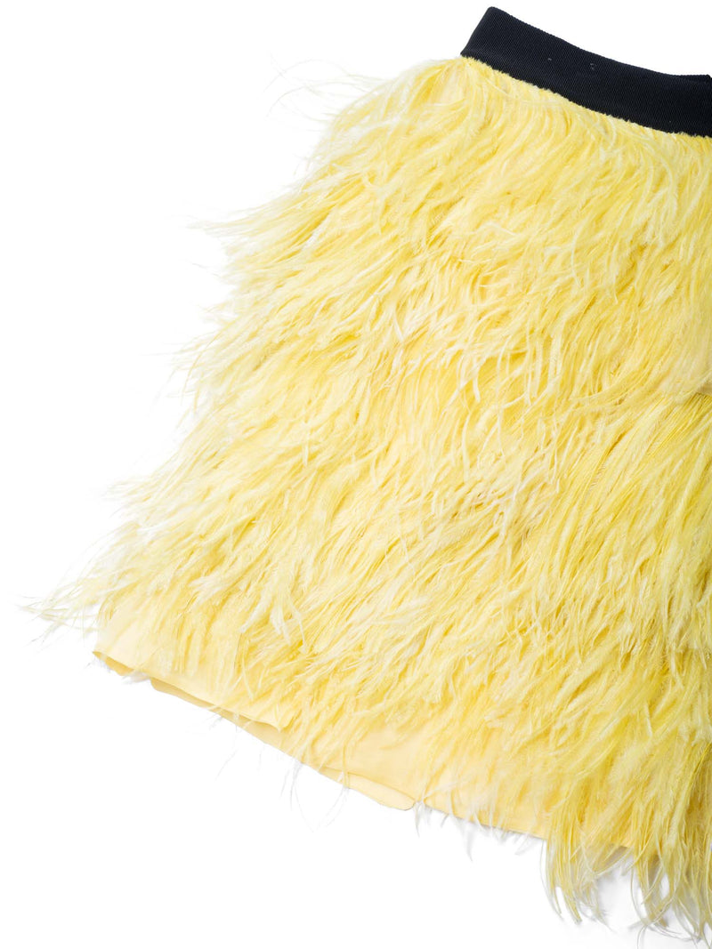 N 21 by Alessandro Dell'Acqua Ostrich Feather Mini Skirt Yellow-designer resale