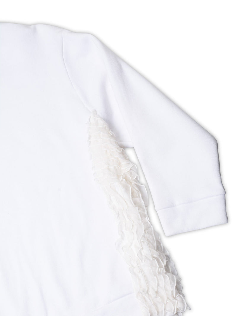 N21 Alessandro Dell'Acqua Cotton Silk Side Ruffle Sweatshirt White-designer resale