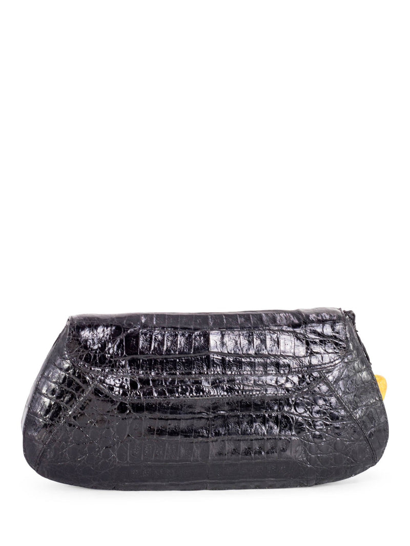 Nancy Gonzalez Genuine Crocodile Fruit Charms Flap Clutch Black-designer resale
