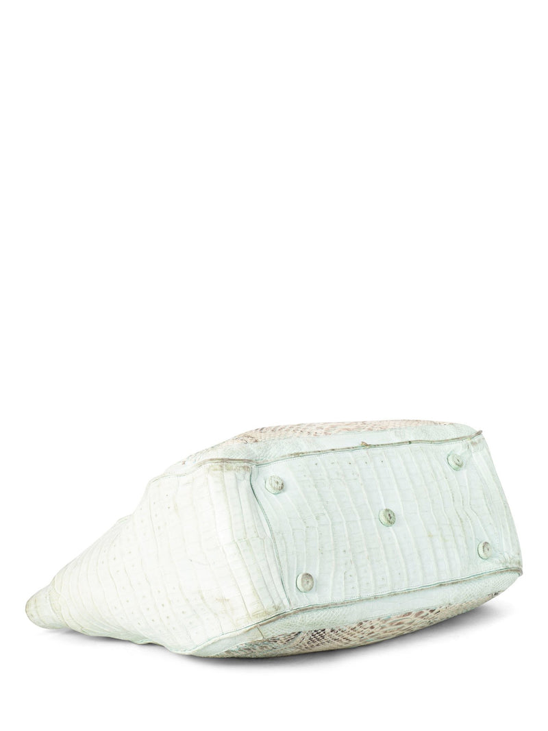 Nancy Gonzalez Genuine Python Crocodile Shopper Bag Light Blue-designer resale