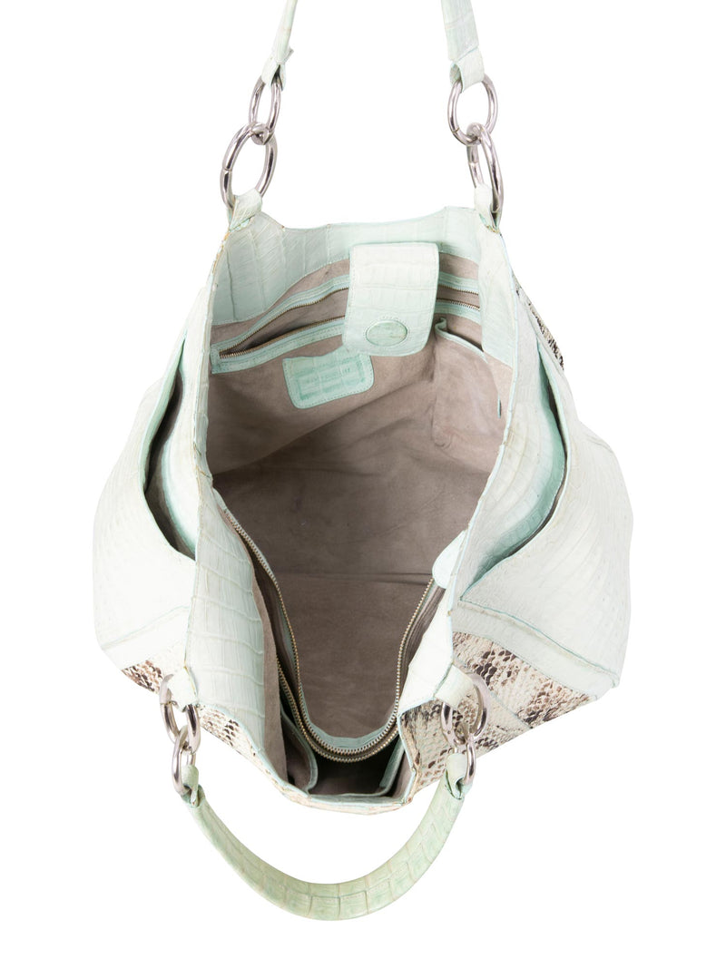 Nancy Gonzalez Genuine Python Crocodile Shopper Bag Light Blue-designer resale