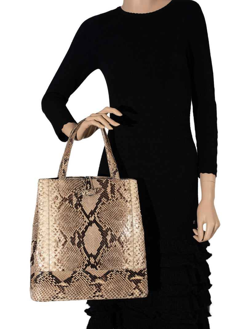 Nancy Gonzalez Python Bag Natural-designer resale