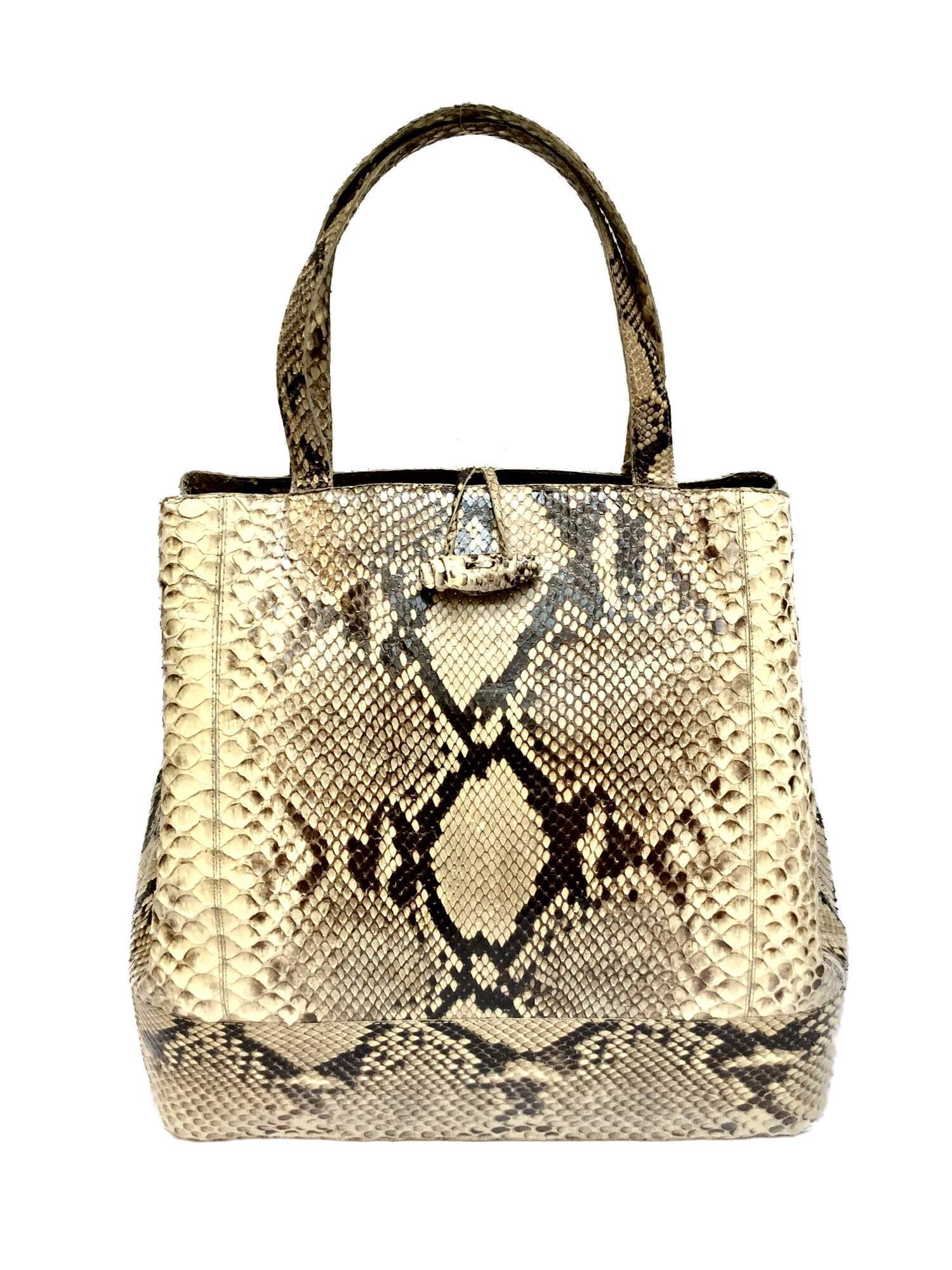 Nancy Gonzalez Python Tote Natural-designer resale