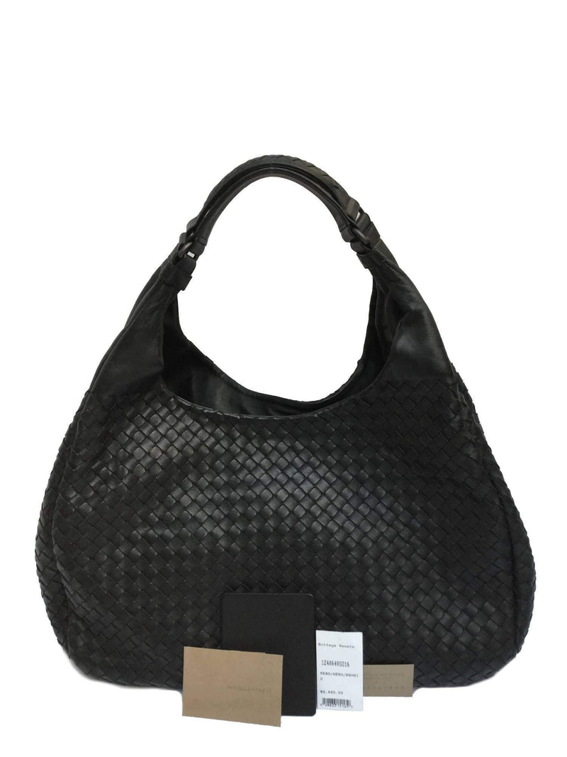 Nappa Intrecciato Large Campana Hobo Bag Black-designer resale