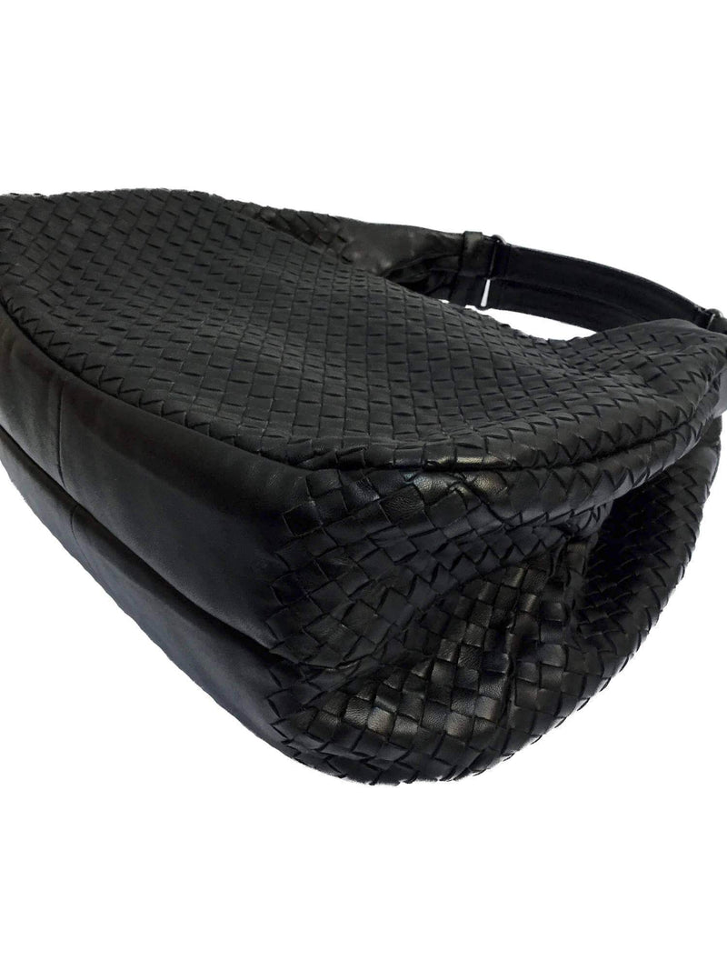 Nappa Intrecciato Large Campana Hobo Bag Black-designer resale