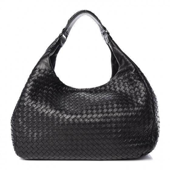 Nappa Intrecciato Large Campana Hobo Bag Black-designer resale