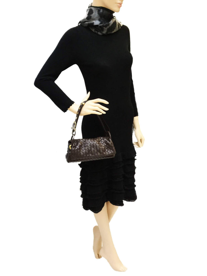 Nappa Intrecciato Small Flap Bag Brown-designer resale