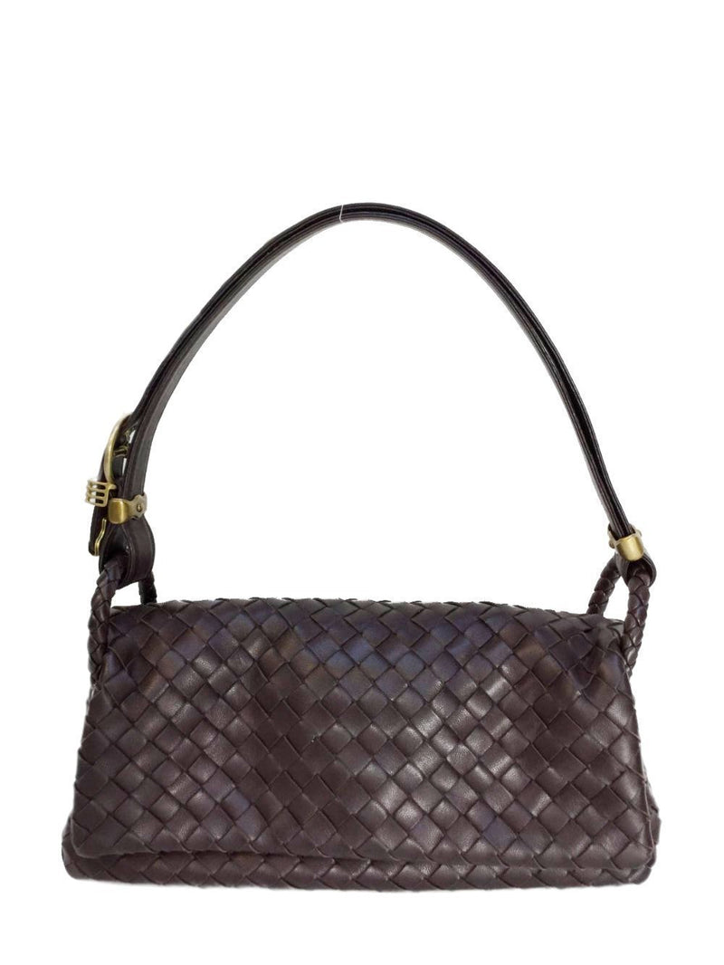 Nappa Intrecciato Small Flap Bag Brown-designer resale