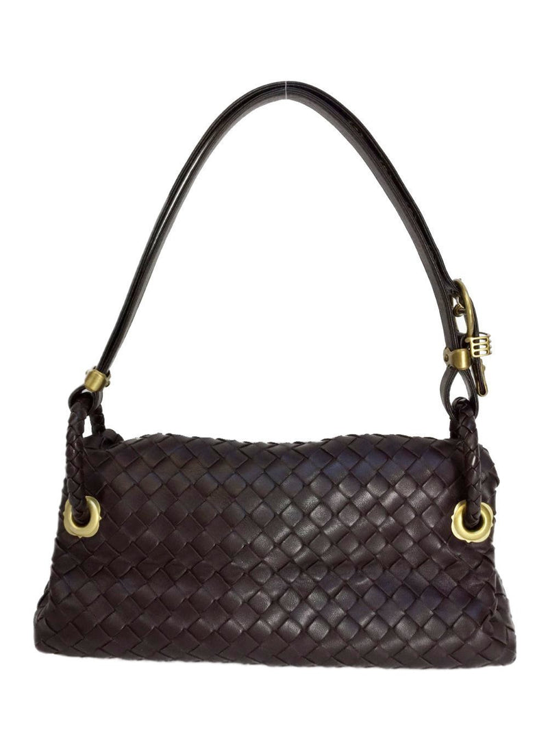 Nappa Intrecciato Small Flap Bag Brown-designer resale