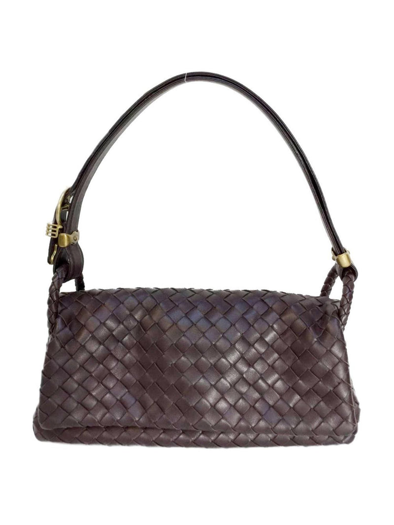 Nappa Intrecciato Small Flap Bag Brown-designer resale