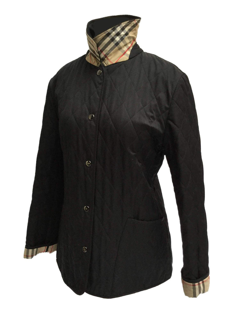 Nova Check Black Quilted Jacket-designer resale