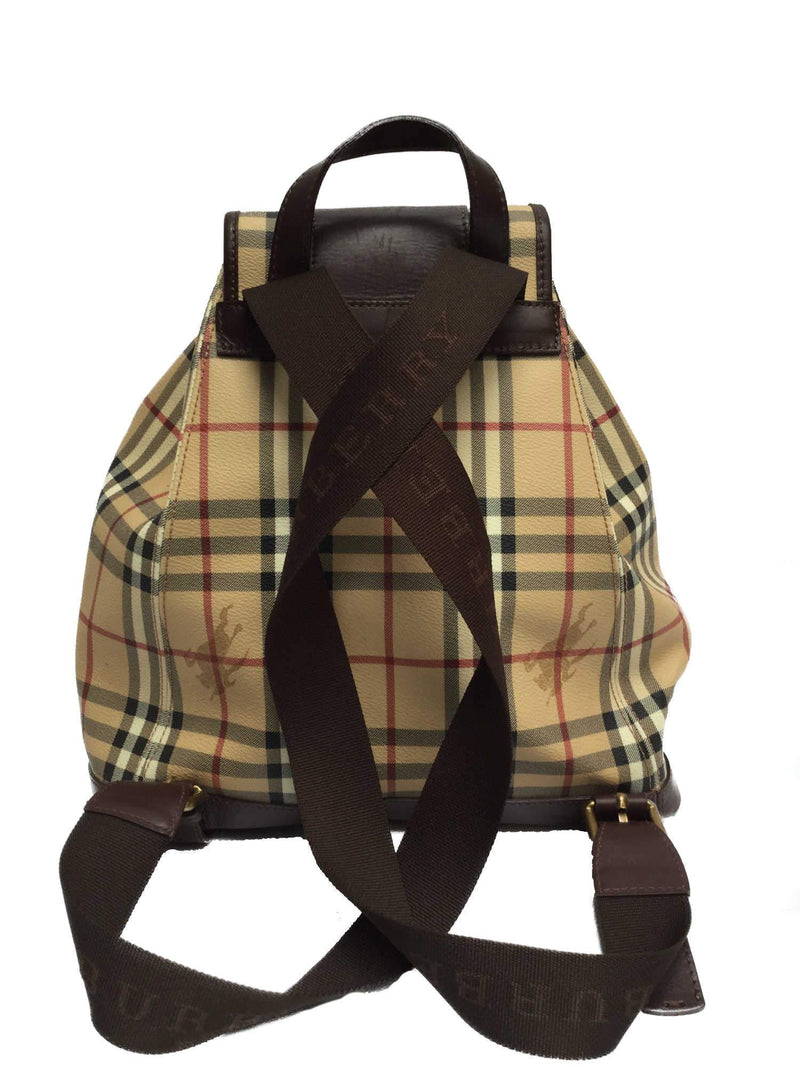 Nova Check Brown Beige Print Backpack Bag Gold Hardware-designer resale