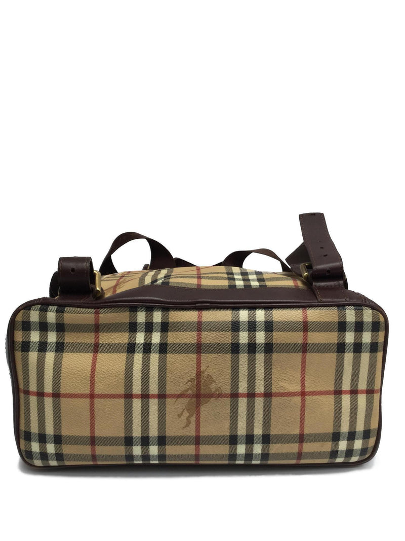 Nova Check Brown Beige Print Backpack Bag Gold Hardware-designer resale