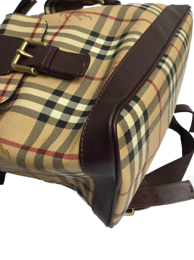 Nova Check Brown Beige Print Backpack Bag Gold Hardware-designer resale