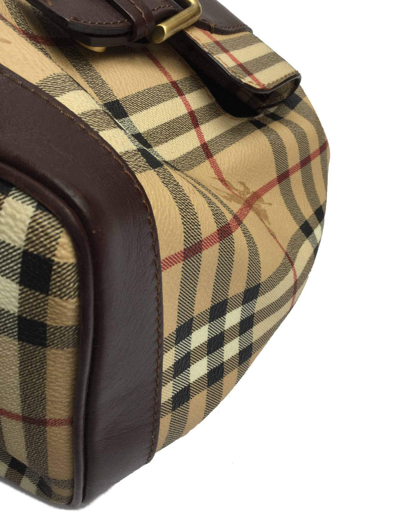 Nova Check Brown Beige Print Backpack Bag Gold Hardware-designer resale
