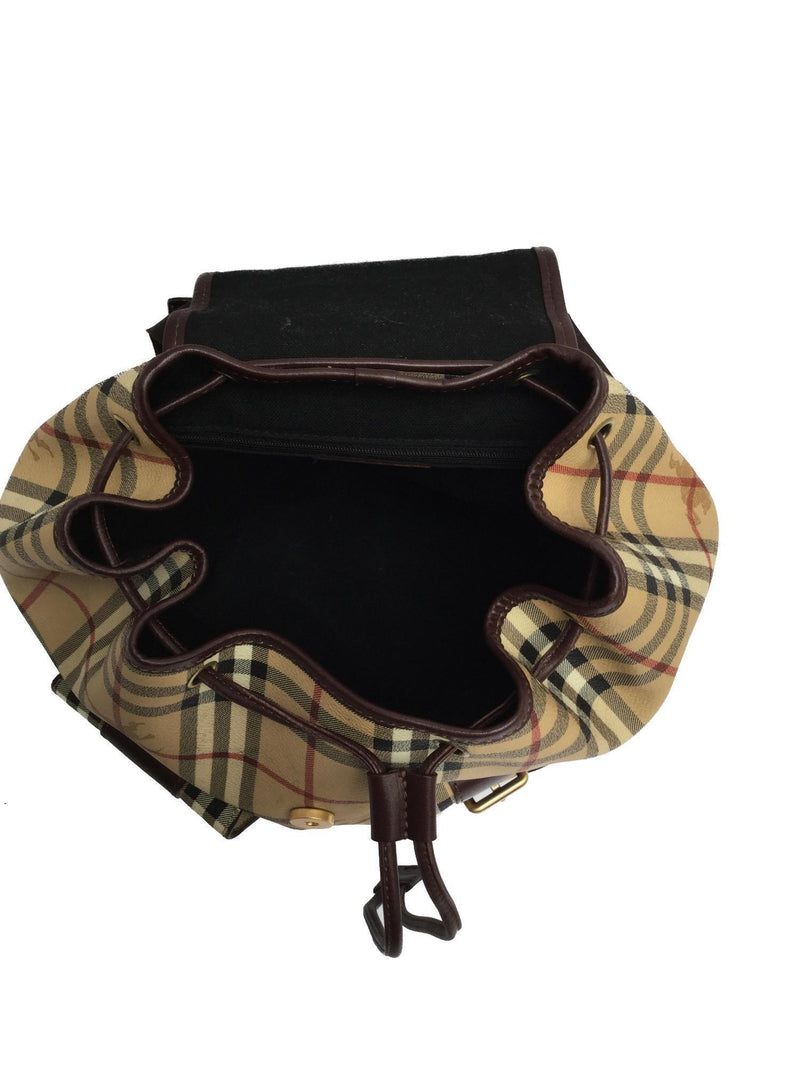 Nova Check Brown Beige Print Backpack Bag Gold Hardware-designer resale