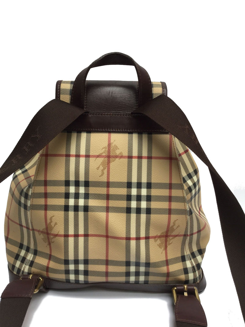 Nova Check Brown Beige Print Backpack Bag Gold Hardware-designer resale