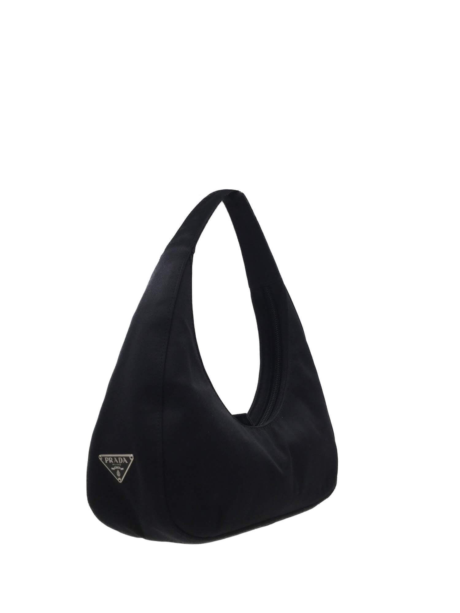 Nylon Mini Tessuto Hobo Bag Black-designer resale