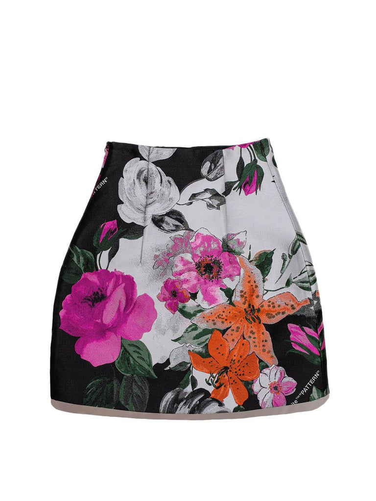 Off White Floral Mini Skirt Multicolor-designer resale